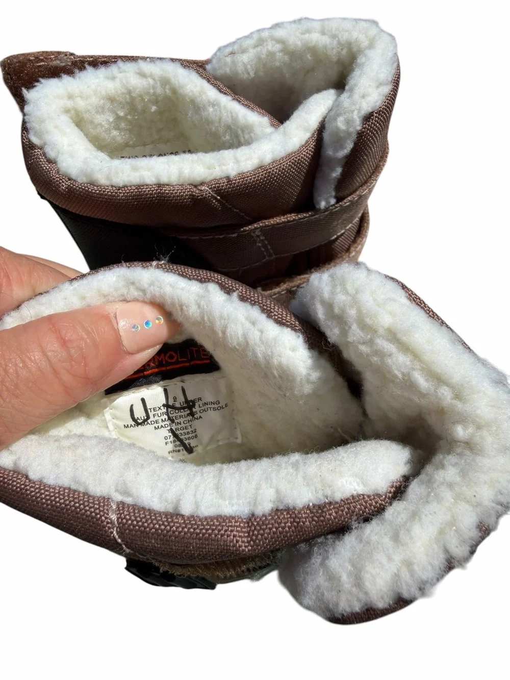 Cat & Jack Brown Winter Snow Boots with Faux Fur Lining size 8 toddler